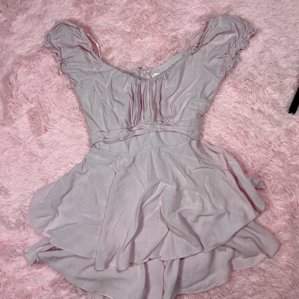 Altar'd State Soft Pink Ruffle Mini romper - Picture 2 of 8